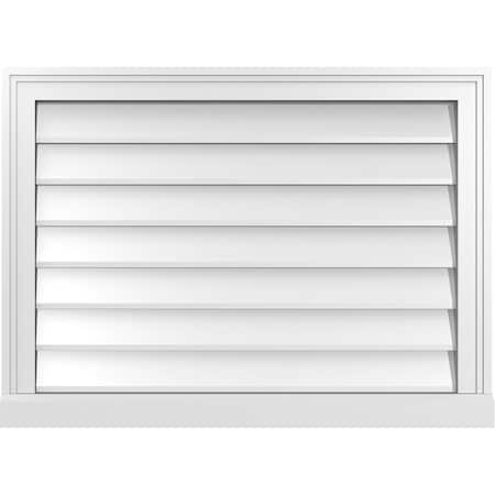 Vertical Surface Mount PVC Gable Vent W/ 2W X 2H , Brickmould Sill Frame, 30W X 22H